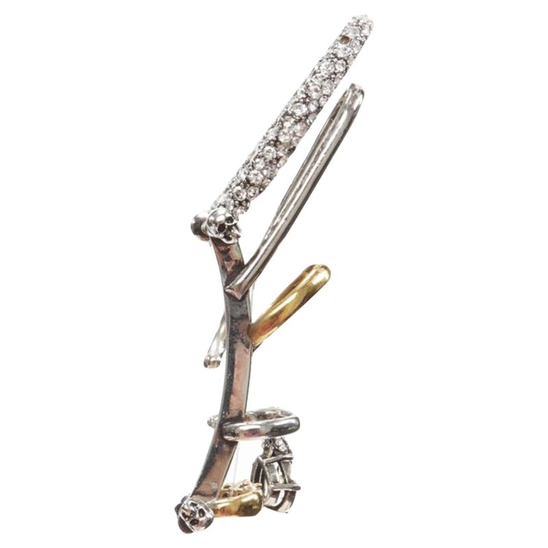 Alexander Macqueen Multi Hoop Gold Silver Crystal Cuff Earring